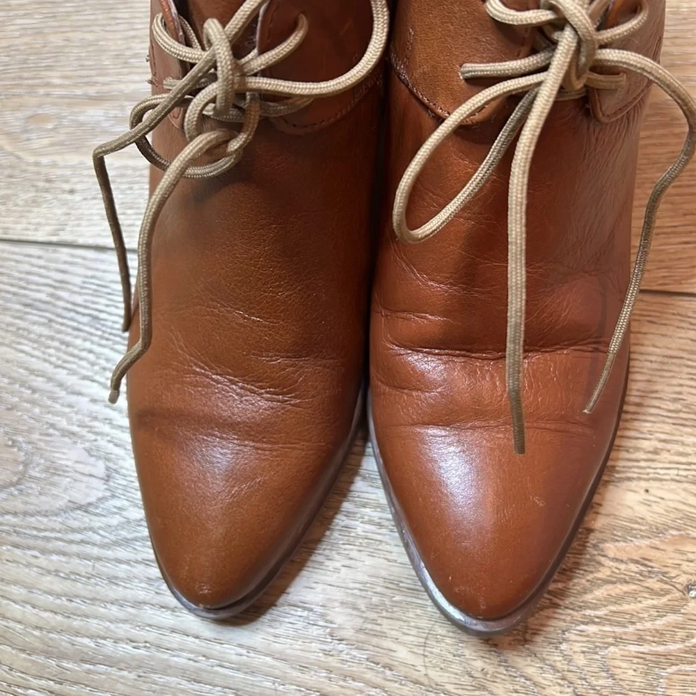 Michel Domit Brown Leather Ankle Boots Size 24/7